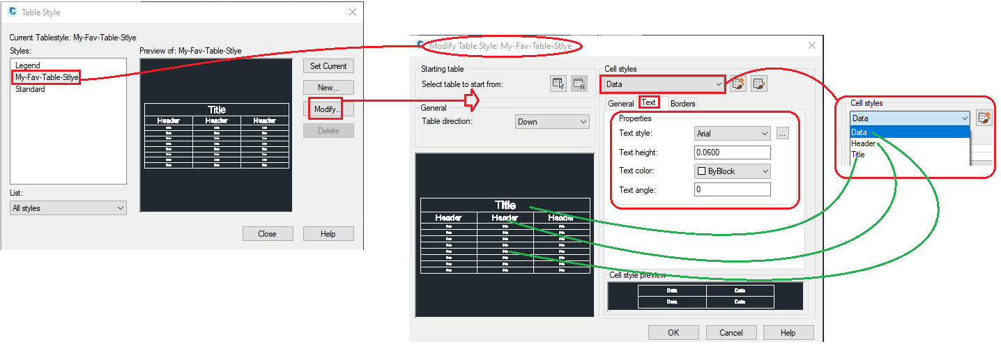 Solved: Table Text Style Change or Reset Table Text Style - AutoCAD